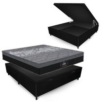 Conjunto Gazin New York Preto Box Baú Max Ultra Suede Preto Casal 138x188x68cm Conjunto Gazin New York Preto Box Baú Max Ultra Suede Preto Casal 138x188x68cm