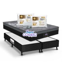 Conjunto Gazin New York Preto Box Castor Poli Preto King Size 193x203x66cm - Super Combo Feito Pra Você! Conjunto Gazin New York Preto Box Castor Poli Preto King Size 193x203x66cm - Super Combo Feito Pra Você!