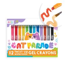 Conjunto Gel Crayons Ooly Cat Parade, 12 cores arco-íris para crianças/adultos