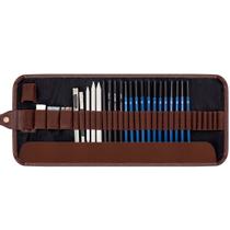 Conjunto genérico de lápis Sketch, 25 unidades com lápis e estojo de grafite