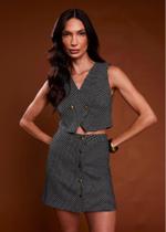 Conjunto Geometric Sawary Fashion Colete E Saia Conjunto Geometric Sawary Fashion Colete E Saia