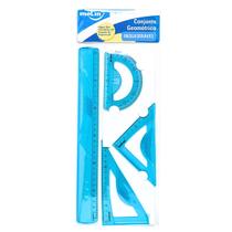 Conjunto Geométrico de Réguas Inquebrável Azul - Molin Conjunto Geométrico de Réguas Inquebrável Azul - Molin