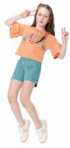 Conjunto giraffe malwee kids short e blusa laranja 8