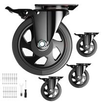 Conjunto giratório de 5 polegadas Caster Wheels YUPEZOP de 4 pretos pesados