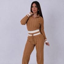 Conjunto gola polo com calça Barra listrada Conjunto gola polo com calça Barra listrada