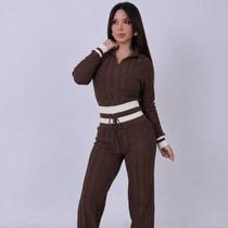 Conjunto gola polo com calça Barra listrada Conjunto gola polo com calça Barra listrada