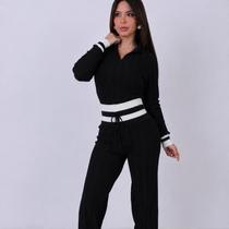 Conjunto gola polo com calça Barra listrada Conjunto gola polo com calça Barra listrada