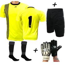 Conjunto Goleiro 4x1 KANELA Bermuda MC amr/pto - Placar