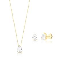 Conjunto gota cristal banhado a ouro Conjunto gota cristal banhado a ouro