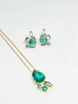 Conjunto Gota cristal, turmalina paraiba. Conjunto Gota cristal, turmalina paraiba.
