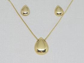 Conjunto gota lisa banhado a Ouro