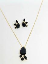 Conjunto Gota Onix banhado a ouro Conjunto Gota Onix banhado a ouro