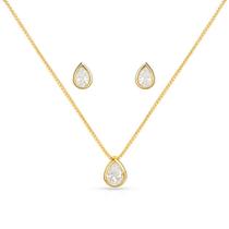 Conjunto Gota Ponto de Luz Banhado a Ouro 18K