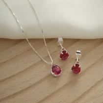 Conjunto Gota Zircônia Prata 925