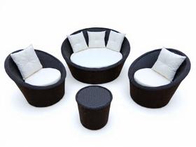 Conjunto Grande 1 Chaise 2 Poltronas 1 Centro Etrutura de Alumínio e Fibra Sintética para Jardim Varanda Área Externa