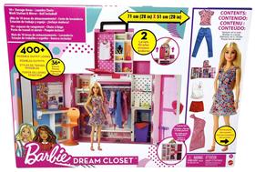 Conjunto Grande Armário Closet Dos Sonhos Boneca Menina Barbie 02 Andares Acompanha Roupas E Acessórios Inclui Looks Enfermeira Salva Vidas Mattel