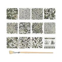Conjunto Grande De 12 Estênceis Camuflados De 11,8 X 11,8 Polegadas, Reutilizáveis Para Pintura