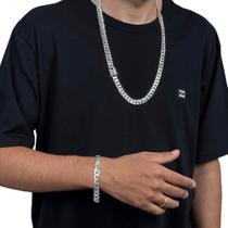 Conjunto Grumet 10mm Corrente + Pulseira - Prata 925 Conjunto Grumet 10mm Corrente + Pulseira - Prata 925