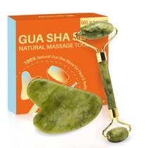 Conjunto Gua Sha e Face Roller Olaemuo Jade para reduzir o inchaço