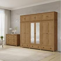 Conjunto Guarda-Roupa 12 Portas e Cômoda 8 Gavetas 100% Madeira Maciça - Topázio Finestra Móveis Marrom/Freijó