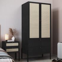 Conjunto Guarda Roupa 2 Portas 2 Gavetas e Mesa de Cabeceira 2 Gavetas Palhinha Pé Madeira Oslo Conjunto Guarda Roupa 2 Portas 2 Gavetas e Mesa de Cabeceira 2 Gavetas Palhinha Pé Madeira Oslo