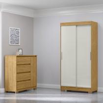Conjunto Guarda-roupa 2 Portas de Correr e 2 Gavetas Antares com Cômoda 1 Porta e 4 Gavetas Vega