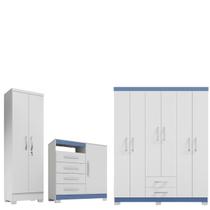 Conjunto Guarda Roupa 6 Portas com Cômoda e Multiuso -Branco Flex - EdeCasaMoveis Conjunto Guarda Roupa 6 Portas com Cômoda e Multiuso -Branco Flex - EdeCasaMoveis