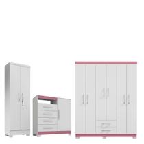 Conjunto Guarda Roupa 6 Portas com Cômoda e Multiuso - EdeCasaMoveis
