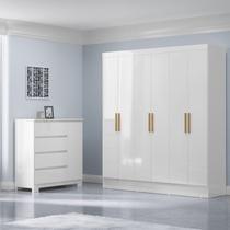 Conjunto Guarda-roupa 6 Portas Gliese com Cômoda 1 Porta 4 Gavetas Vega Conjunto Guarda-roupa 6 Portas Gliese com Cômoda 1 Porta 4 Gavetas Vega
