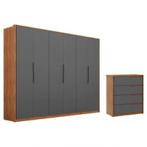 Conjunto Guarda Roupa Atrice E Comoda Atria Amendola Grafito