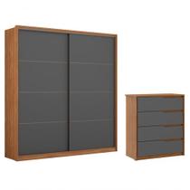 Conjunto Guarda Roupa Belga E Comoda Atria Amendola Grafito