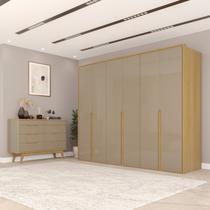 Conjunto Guarda-roupa Casal 6 Portas 6 Gavetas Cômoda 8 Gavetas com Tampo Mdf Lizz