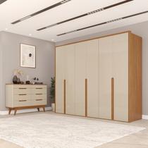 Conjunto Guarda-roupa Casal 6 Portas 6 Gavetas Cômoda 8 Gavetas com Tampo Mdf Lizz