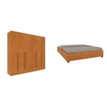 Conjunto Guarda Roupa Casal 6 Portas 8 Gavetas Puxador Mdf Portugal E Cama Casal Monaco