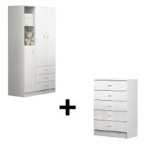 Conjunto Guarda Roupa + Comoda Ditália BB-322+BB-120 Br cozy