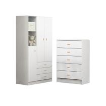 Conjunto Guarda Roupa + Comoda Ditália Bb-322+bb-120 Branco Conjunto Guarda Roupa + Comoda Ditália Bb-322+bb-120 Branco