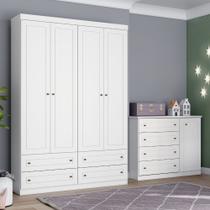 Conjunto Guarda Roupa e Cômoda Americana Henn 2 Peças 5 Portas 8 Gavetas