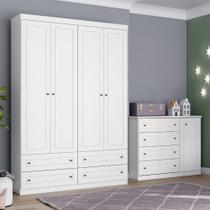 Conjunto Guarda Roupa E Cômoda Americana Henn Branco