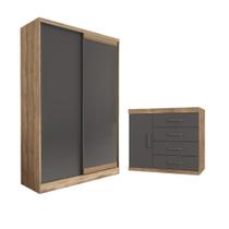 Conjunto Guarda Roupa e Cômoda Aurora Atacama Grafite Conjunto Guarda Roupa e Cômoda Aurora Atacama Grafite