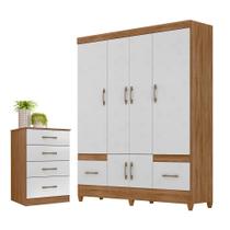 Conjunto Guarda Roupa e Cômoda Gokyo Naturale Branco Conjunto Guarda Roupa e Cômoda Gokyo Naturale Branco