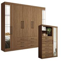 Conjunto Guarda Roupa E Cômoda Santos Andirá C/ Espelho Jatoba Conjunto Guarda Roupa E Cômoda Santos Andirá C/ Espelho Jatoba