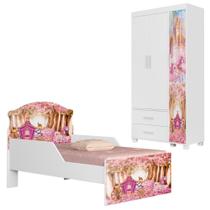 Conjunto Guarda Roupa Infantil e Mini Cama Lívia 3 Portas 2 Gavetas Mdf Milani Movelaria Conjunto Guarda Roupa Infantil e Mini Cama Lívia 3 Portas 2 Gavetas Mdf Milani Movelaria