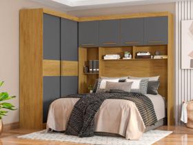 Conjunto Guarda Roupa ModuladoCasal Paris 6 Portas 5 Gavetas Freijó Grafite - Mopar