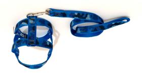 Conjunto guia com peitoral 25 mm azul tamanho 3 (46cm-51cm)