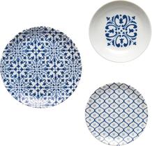Conjunto guzzini le maioliche 18 peças de porcelana azul mediterraneo 10290976