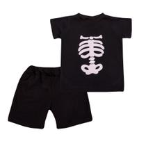 Conjunto Halloween Bebê Fantasia Unissex Camiseta e Shorts Baby Luxo