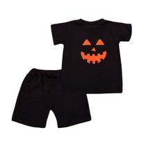 Conjunto Halloween Bebê Fantasia Unissex Camiseta e Shorts Baby Luxo