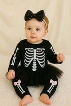 Conjunto Halloween Caveira Body+Tule +Laço+ Meia Papilloo Conjunto Halloween Caveira Body+Tule +Laço+ Meia Papilloo