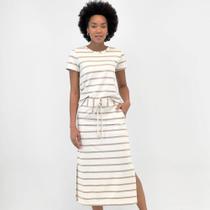 Conjunto Haro Conceito Blusa Manga Curta com Saia Midi Listrado Feminino