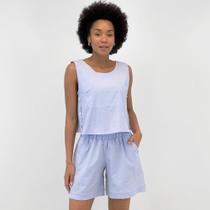 Conjunto Haro Conceito Listrado Blusa Regata com Shorts Feminino